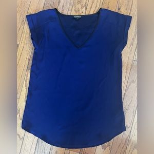Express Blue/black satin blouse medium